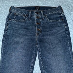 J CREW Women's 9" MID-Rise Skinny Button-Fly Jeans - Dark Wash - Sz 28